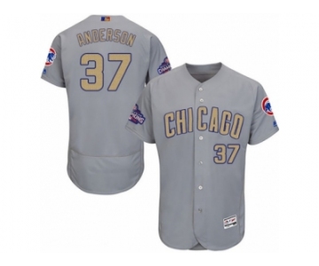 Men's Majestic Chicago Cubs #37 Brett Anderson Gray 2017 Gold Champion Flexbase Authentic Collection MLB Jersey