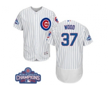 Men's Majestic Chicago Cubs #37 Travis Wood White 2016 World Series Champions Flexbase Authentic Collection MLB Jersey