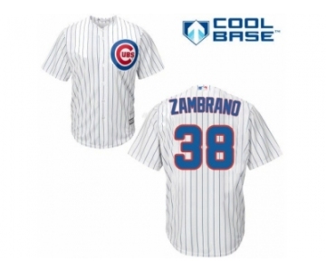 Men's Majestic Chicago Cubs #38 Carlos Zambrano Replica White Home Cool Base MLB Jersey