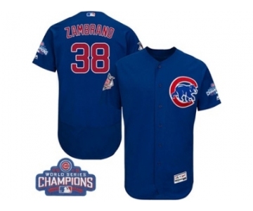 Men's Majestic Chicago Cubs #38 Carlos Zambrano Royal Blue 2016 World Series Champions Flexbase Authentic Collection MLB Jersey