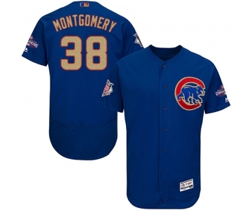 Men's Majestic Chicago Cubs #38 Mike Montgomery Royal Blue 2017 Gold Champion Flexbase Authentic Collection MLB Jersey