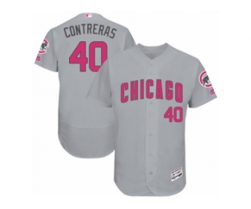 Men's Majestic Chicago Cubs #40 Willson Contreras Grey Mother's Day Flexbase Authentic Collection MLB Jersey