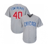 Men's Majestic Chicago Cubs #40 Willson Contreras Replica Grey Road Cool Base MLB Jersey