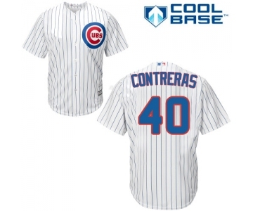 Men's Majestic Chicago Cubs #40 Willson Contreras Replica White Home Cool Base MLB Jersey