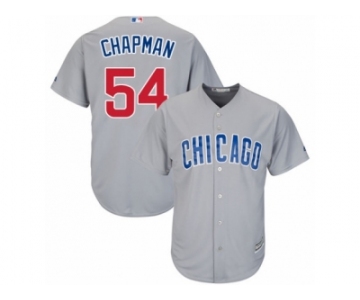 Men's Majestic Chicago Cubs #54 Aroldis Chapman Replica Grey Road Cool Base MLB Jersey