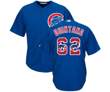 Men's Majestic Chicago Cubs #62 Jose Quintana Authentic Royal Blue Team Logo Fashion Cool Base MLB Jersey