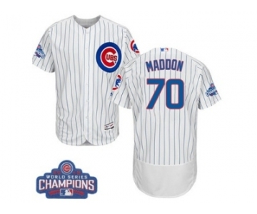 Men's Majestic Chicago Cubs #70 Joe Maddon White 2016 World Series Champions Flexbase Authentic Collection MLB Jersey