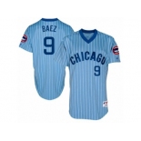 Men's Majestic Chicago Cubs #9 Javier Baez Replica Blue Cooperstown Throwback MLB Jersey