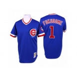 Men's Mitchell and Ness Chicago Cubs #1 Kosuke Fukudome Authentic Blue Throwback MLB Jersey