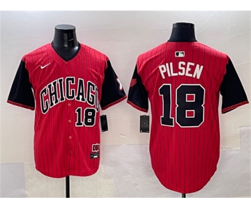 Men's Chicago White Sox #18 Pilsen Red Black 2025 City Connect Limited Stitched Baseball Jersey
