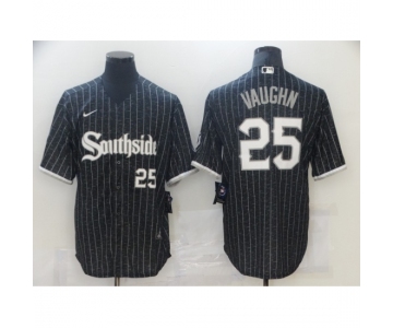 Men's Chicago White Sox #25 Andrew Vaughn 2021 City Connect Replica Black Jersey