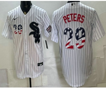 Men's Chicago White Sox #29 Tristan Peters White 2026 USA 250 Fourth of July Stitched Jersey