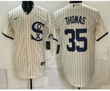 Men's Chicago White Sox #35 Frank Thomas Cream Player Name 2021 Field of Dreams Authentic Jersey