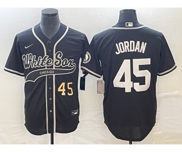 Men's Chicago White Sox #45 Michael Jordan Number Black Cool Base Stitched Baseball Jersey