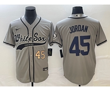 Men's Chicago White Sox #45 Michael Jordan Number Grey Cool Base Stitched Baseball Jersey