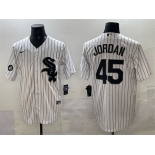 Men's Chicago White Sox #45 Michael Jordan White With Patch Cool Base Stitched Baseball Jersey Men's Chicago White Sox #45 Michael Jordan White With Patch Cool Base Stitched Baseball Jersey