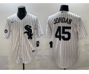 Men's Chicago White Sox #45 Michael Jordan White With Patch Cool Base Stitched Baseball Jersey Men's Chicago White Sox #45 Michael Jordan White With Patch Cool Base Stitched Baseball Jersey