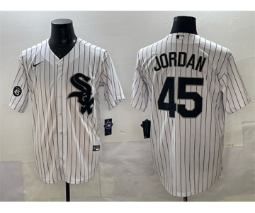 Men's Chicago White Sox #45 Michael Jordan White With Patch Cool Base Stitched Baseball Jersey