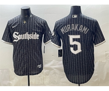 Men's Chicago White Sox #5 Munetaka Murakami Black 2021 City Connect Cool Base Stitched Jersey