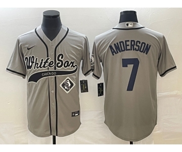 Men's Chicago White Sox #7 Tim Anderson Grey Cool Base Stitched Baseball Jersey1