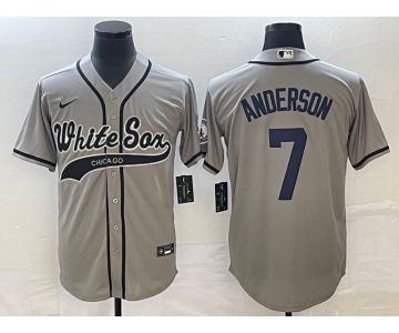 Men's Chicago White Sox #7 Tim Anderson Grey Cool Base Stitched Baseball Jersey