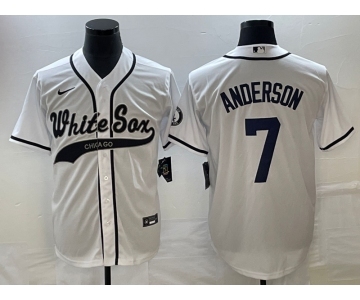 Men's Chicago White Sox #7 Tim Anderson White Cool Base Stitched Baseball Jersey1