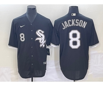 Men's Chicago White Sox #8 Bo Jackson Number Black Cool Base Stitched Jersey