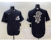 Men's Chicago White Sox Black Team Big Logo Cool Base Stitched Jersey