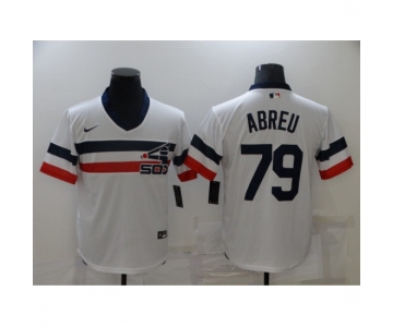 Men's Nike Chicago White Sox #79 Jose Abreu White Throwback Jersey