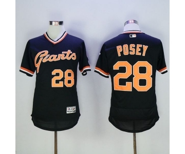 Men San Francisco Giants #28 Buster Posey Majestic Black Flexbase Authentic Collection Cooperstown Player Jersey