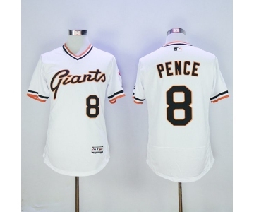 Men San Francisco Giants #8 Hunter Pence Majestic White Flexbase Authentic Collection Cooperstown Player Jersey
