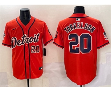 Men's Detroit Tigers #20 Spencer Torkelson Orange With Patch Vapor Premier Limited Stitched Baseball Jersey