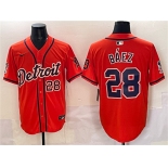 Men's Detroit Tigers #28 Javier Báez Orange With Patch Vapor Premier Limited Stitched Baseball Jersey