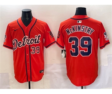 Men's Detroit Tigers #39 Zach McKinstry Orange With Patch Vapor Premier Limited Stitched Baseball Jersey