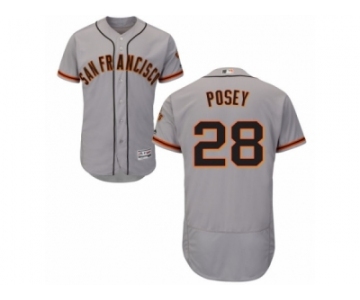 Men's Majestic San Francisco Giants #28 Buster Posey Grey Flexbase Authentic Collection MLB Jersey