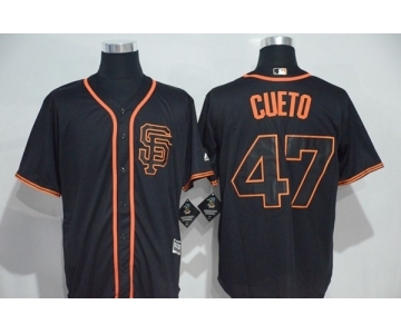 Men's Majestic San Francisco Giants #47 Johnny Cueto Authentic Black Cool Base MLB Jersey