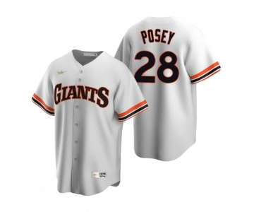 Men's Nike San Francisco Giants #28 Buster Posey White Cooperstown Collection Home Stitched Baseball Jersey