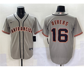 Men's San Francisco Giants #16 Rafael Devers Gray Cool Base Stitched Baseball Jersey