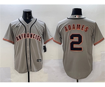 Men's San Francisco Giants #2 Willy Adames Gray Cool Base Stitched Baseball Jersey