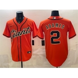 Men's San Francisco Giants #2 Willy Adames Orange Cool Base Stitched Baseball Jersey