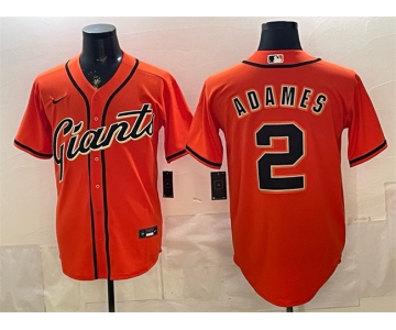 Men's San Francisco Giants #2 Willy Adames Orange Cool Base Stitched Baseball Jersey