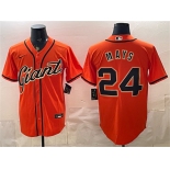 Men's San Francisco Giants #24 Willie Mays Orange Cool Base Stitched Baseball Jersey