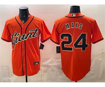 Men's San Francisco Giants #24 Willie Mays Orange Cool Base Stitched Baseball Jersey
