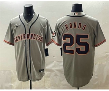 Men's San Francisco Giants #25 Barry Bonds Gray Cool Base Jersey