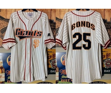 Men's San Francisco Giants #25 Barry Bonds White Limited Stitched Baseball Jersey