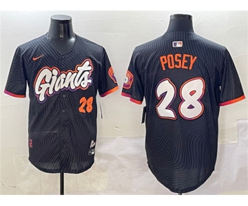 Men's San Francisco Giants #28 Buster Posey Anthracite 2025 City Connect Limited Stitched Baseball Jersey