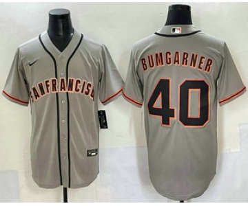 Men's San Francisco Giants #40 Madison Bumgarner Grey Cool Base Stitched Jersey
