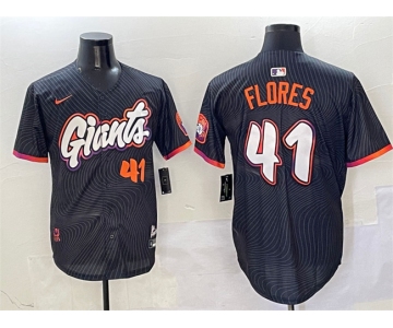 Men's San Francisco Giants #41 Wilmer Flores Anthracite 2025 City Connect Limited Stitched Baseball Jersey