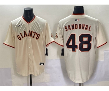 Men's San Francisco Giants #48 Pablo Sandoval Cream 2024 Home Limited Stitched Baseball Jersey