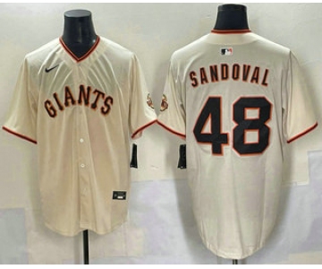 Men's San Francisco Giants #48 Pablo Sandoval Cream Limited Stitched Jersey